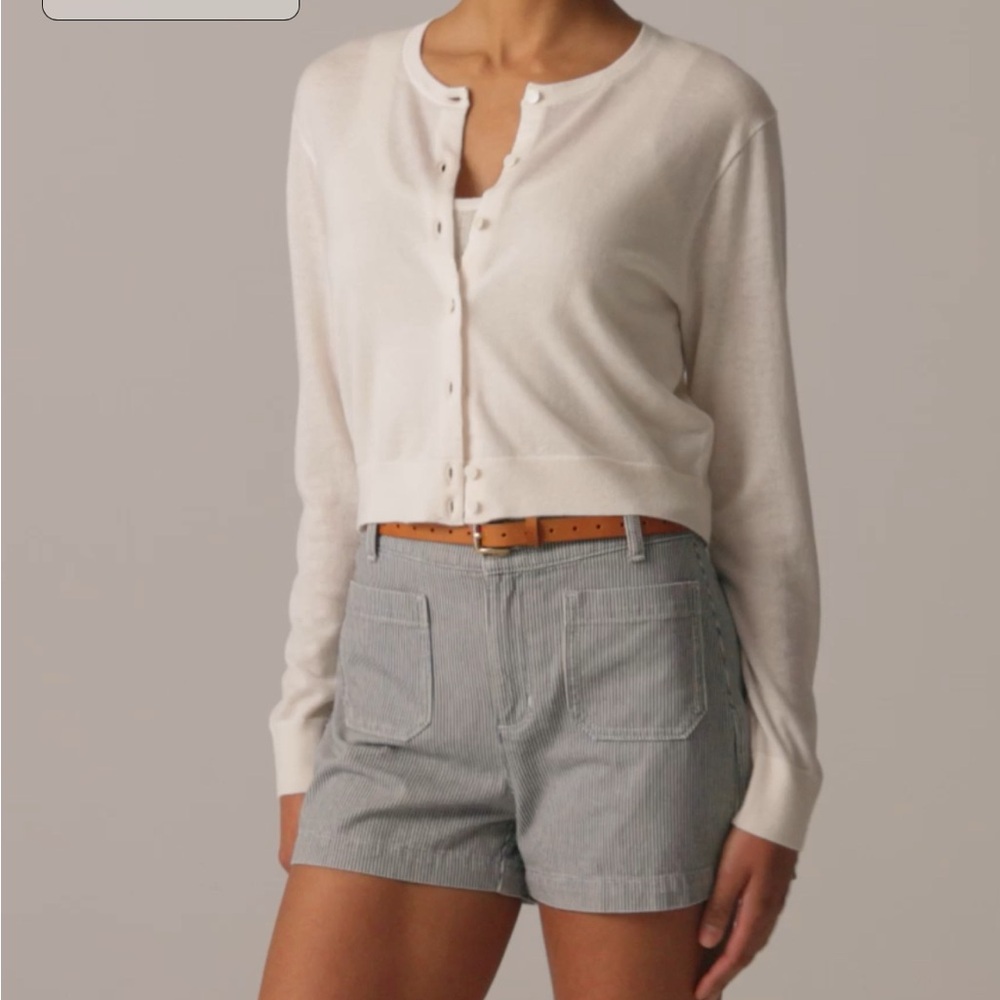 J.Crew Featherweight Cashmere Shrunken Cardigan sz Small in Snow